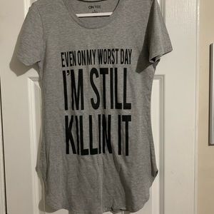 Grey, short-sleeved shirt